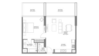 Планировка квартиры 1 спальня в ЖК Safa Parkview № 11007