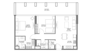 Apartment floor plan, 2 bedrooms in Safa Parkview No. 11011